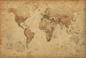 世界地図（アンティーク調） ポスター〔新品〕 GN-0430
