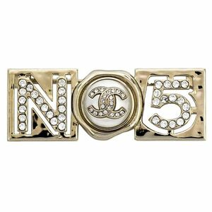 シャネル ブローチ ゴールド ホワイト NO5 美品 GP フェイクパール ラインストーン 中古 B22 S CHANEL