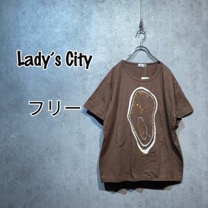 【Lady’S City】（F）ビッグプリントTシャツ＊クルーネック＊カジュアル