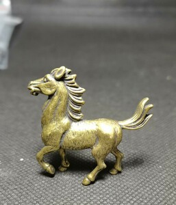 ソリッド真鍮干支の馬の小さな置物馬到成功銅鋳造微彫銅品