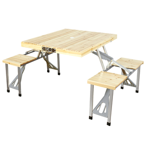 ピクニックテーブル 木製 折りたたみ アウトドアテーブル 折り畳み式 レジャーテーブル バーベキュー 茶 ナチュラル TKM-7787NA