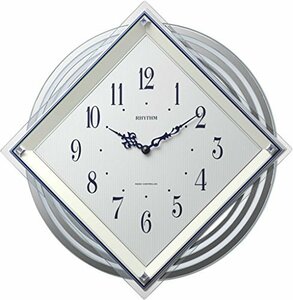 リズム(RHYTHM) 掛け時計 電波時計 アナログ 背面丸型 振り子 クリスタル 飾り付き 白 40x40x6.2cm ビュレッタ 4MX40