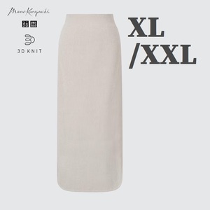 即決 XL XXL 大きいサイズ■3Dスフレヤーンリブサイドスリットスカートスムース◆マメクロゴウチ ユニクロ