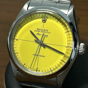 【売り切り】 希少 ロレックス ROLEX エアキング イエロー文字盤 1520 リベットブレス オイスターパーペチュアル メンズ 稼働品 腕時計 