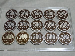 500円硬貨 昭和62年～平成13年プルーフ出し 未使用