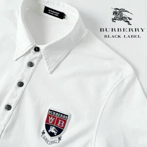 バーバリー ブラック レーベル BUBERRY BLACK LABEL カットソー 半袖 シャツ 2 (M) ホワイト ボロシャツ 