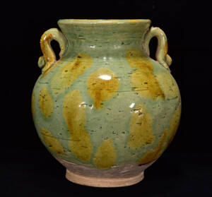 ▽鴻▽唐 三彩 雙系罐 古陶瓷品 置物 古賞物 中国古玩 中国古美術