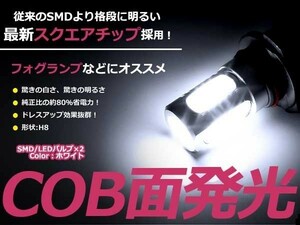 メール便送料無料 フォグランプLED ティーダ ラティオ C11 LEDバルブ ホワイト 6000K相当 H8 COB 面発光