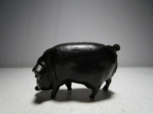 1930～40年代 ヴィンテージ 英国製 黒豚(親豚)のオブジェ (Lead製) ミニチュア玩具/ジオラマ玩具/古玩具