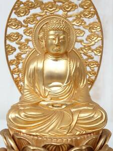 伝統工芸　仏教美術　仏教 ＊高級仏具 ＊釈迦如来坐像　大型仏像　佛像　 　仏陀　釈迦牟尼仏　釈迦牟尼世尊　 ＊合金製　金鍍金　鍍金　　