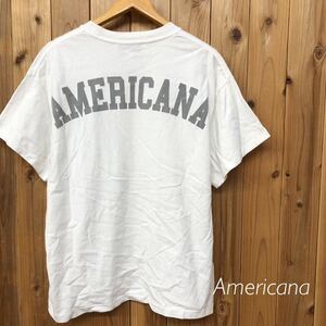 Americana＊アメリカーナ 日本製 レディース 半袖Tシャツ トップス カットソー ビッグロゴ 白Tシャツ カジュアル 古着
