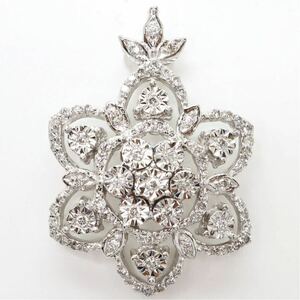 ＊K18WG天然ダイヤモンドペンダントトップ＊b 約3.9g 0.33ct diamond jewelry pendant ED1/ED1