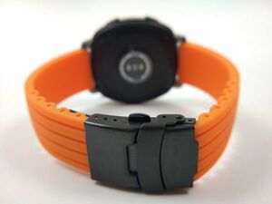 シリコンラバーストラップ 交換用腕時計ベルト Dバックル オレンジXブラック 18mm