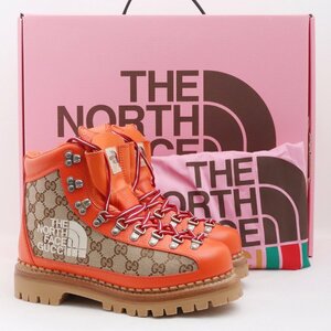 25.5cm GUCCI × THE NORTH FACE BOTTINES GG柄 トレッキングブーツ ベージュ 38 1/2 679927 グッチ ザ ノースフェイス マウンテン