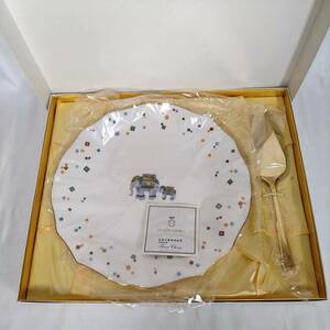 K) NARUMI ナルミ サーバ付ケーキセット 象 プレート 皿 BONE CHINA ケーキサーバー 食器 インテリア 飾り B2006