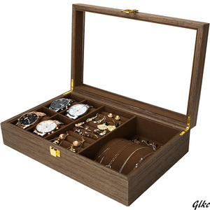 【高級木製時計ケース】 ブラウン アクセサリーケース ジュエリーボックス 収納ボックス 小物入れ コレクションケース 腕時計4本
