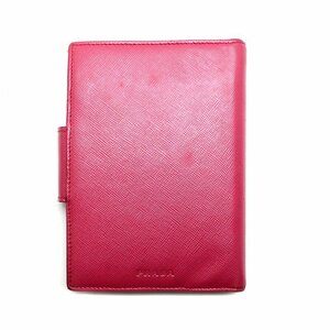 【中古】プラダ/PRADA　手帳カバー　ピンク系　レザー　約：W11.0×H15.0cm　※角破れ・汚れ有