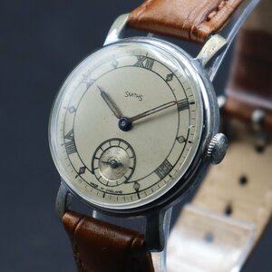 SMITHS スミス 手巻き スモールセコンド 飛びローマン文字盤 シルバーカラー 英国アンティーク メンズ腕時計