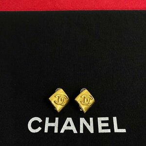 極 美品 希少品 コメあり CHANEL シャネル ヴィンテージ 96P 刻印 ココマーク ロゴ 金具 ひし形 イヤリング アクセサリー レディース 19359