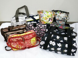 LeSportsac レスポートサック◆ナイロン◆2way ショルダー トート バッグ◆保管 未使用品◆花 ハート◆9点セット◆未使用品含む◆N7939