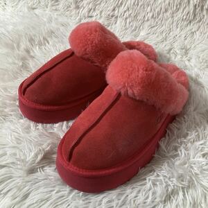 UGG アグ 厚底 ファーサンダル ピンク レディース 25cm S594