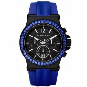 MICHAEL KORS マイケルコース Baguette MK5466 ブルー ラバー クリスタル クロノグラフ レディース 腕時計