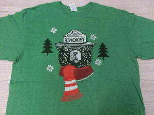 スモーキーベア SMOKEY BEAR Tシャツ ビンテージ USA 古着 企業物 クリスマス キャラクター アドバタイジング くま テディベア メンズ XL