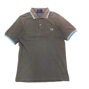 FRED PERRY M12 襟袖ライン ポロシャツ 38 ブラウン×ブルー