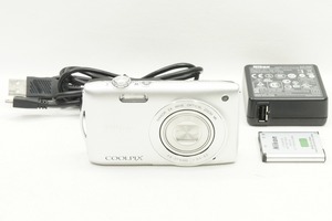 【適格請求書発行】美品 Nikon ニコン COOLPIX S3300 コンパクトデジタルカメラ シルバー【アルプスカメラ】240419f