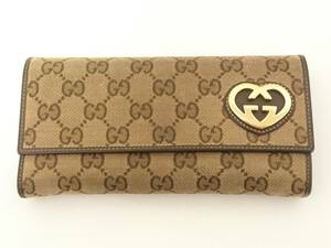 GUCCI グッチ GGキャンバス ラブリーハート 二つ折り長財布/251861 534563/ロングウォレット/約9.5×18.5×3cm/本革レザー/02SH041505