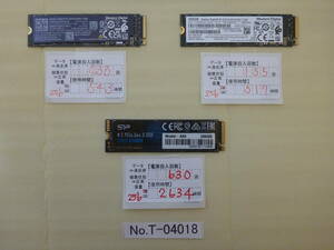 管理番号　T-04018 / SSD / M.2 2280 / NVMe / 256GB / 3個セット / ゆうパケット発送 / データ消去済み / ジャンク扱い