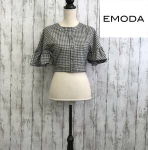 EMODA エモダ バックカッティングタイシャツ 　Fサイズ　ライトミックス　適度な肌見せがデザイン性抜群　S7-40　USED
