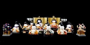 昭和ビンテージ 雛人形 木目込人形飾り 15人飾りセット 節句飾り ケース無し 1960年代 KHO603