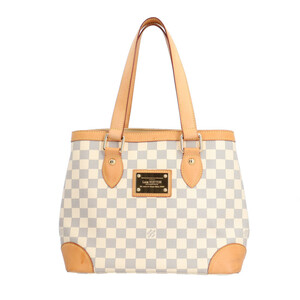 ルイヴィトン ハムステッドPM ダミエアズール トートバッグ ダミエアズールキャンバス N51207 ホワイト レディース LOUIS VUITTON 中古