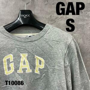 【中古】GAP グレー スウェット トレーナー S 長袖 ビッグロゴ プリントロゴ 裏起毛 レディース RN54023 USA 海外輸入 古着 T10086