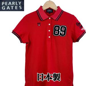 サイズ0★PEARLY GATES★日本製 半袖ポロシャツ ゴルフウェア パーリーゲイツ レディース 女性用 赤 レッド T-2635 古着公園 小さいサイズ