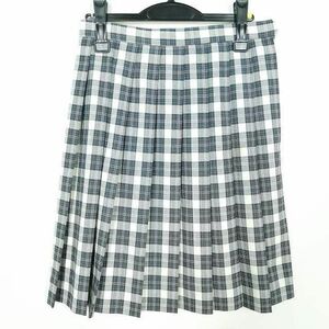 1円 スクールスカート 夏物 w69-丈56 チェック 中学 高校 プリーツ 学生服 制服 女子 中古 IN5874