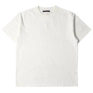 LOUIS VUITTON ルイヴィトン Tシャツ サイズ:M 23SS エンボス LV モノグラム クルーネック 半袖Tシャツ ホワイト イタリア製 ブランド