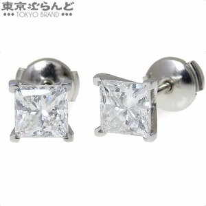 101696901 ティファニー プリンセスカット ダイヤモンド ピアス Pt950 1.59ct E VS2 1.57ct E VS1 スクエア ピアス レディース 証明書付き