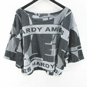 ハーディエイミス HARDY AMIES SPORTS セットアップ 七分袖 Tシャツ カットソー 膝丈 ハーフパンツ 灰系 グレー 日本製 タオル地 綿 コット