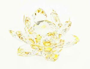 Olive-G 運気UP 蓮の花 クリスタルガラス 置物 インテリア YELLOW