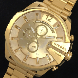 ディーゼル クロノグラフ クォーツ 腕時計 ビッグフェイス DZ-4360 未稼働品 メンズ ゴールドカラー DIESEL