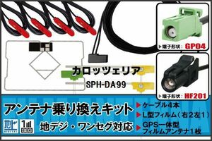 フィルムアンテナ ケーブル 地デジ ワンセグ フルセグ カロッツェリア carrozzeria SPH-DA99 4本セット HF201 高感度 汎用 受信 ナビ