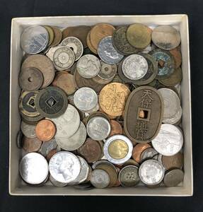 日本古銭 海外古銭 天保通宝 穴銭 などまとめ 0.95kg