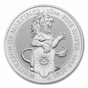 [保証書・カプセル付き] 2021年 (新品) イギリス「クィーンズ ビースト・ホワイトライオン」純銀 10オンス 銀貨