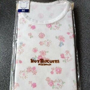 新品★ミキハウス ホットビスケット 90 花柄 ボディシャツ 肌着 下着 インナー ベビー用 女の子 半袖