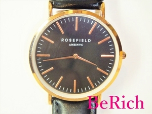 ローズフィールド ROSEFIELD ボーイズ 腕時計 黒 ブラック 文字盤 SS レザー ブレス アナログ クォーツ ユニセックス【中古】ht2950