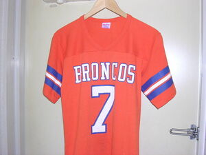 90s USA製 Rawlings NFL Denver Broncos #7 フットボール Tシャツ M オレンジ vintage old ブロンコス ナンバリング