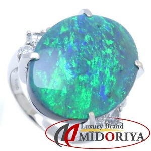 リング 指輪 ブラックオパール13.53ct ダイヤモンド0.88ct 17号 鑑別書付き Pt900プラチナ / 64729【中古】