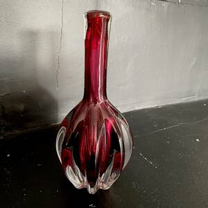 70s 80s NARUMI GLASS FANTASY フラワー ベース　/ 花瓶 レトロ ガラス ナルミガラス 一輪挿し レトロ 昭和 アンティーク雑貨 ヴィンテージ